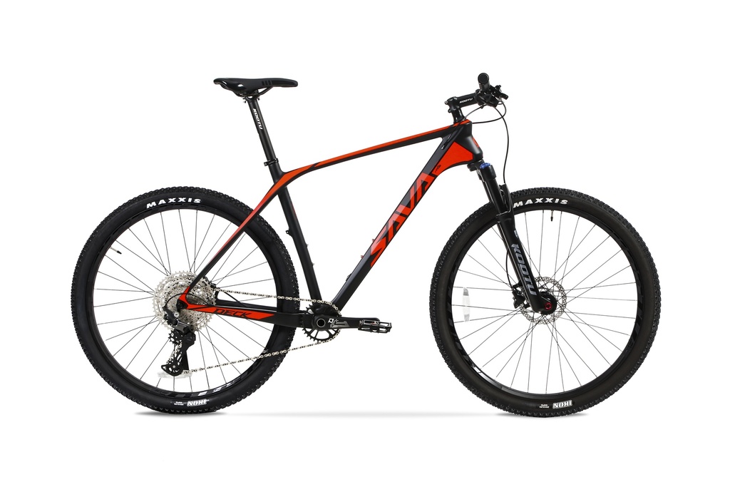 BICICLETA SAVA MTB CARBONO DECK 6.1 DEORE 12 VEL NEGRO/ROJO T19