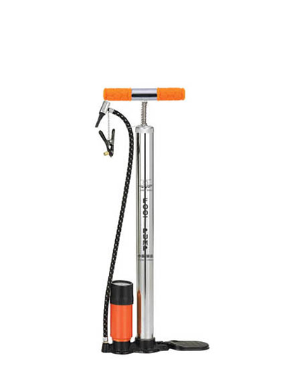 INFLADOR PIE C/TANQUE Y MANOMETRO 38X500MM CROMADO