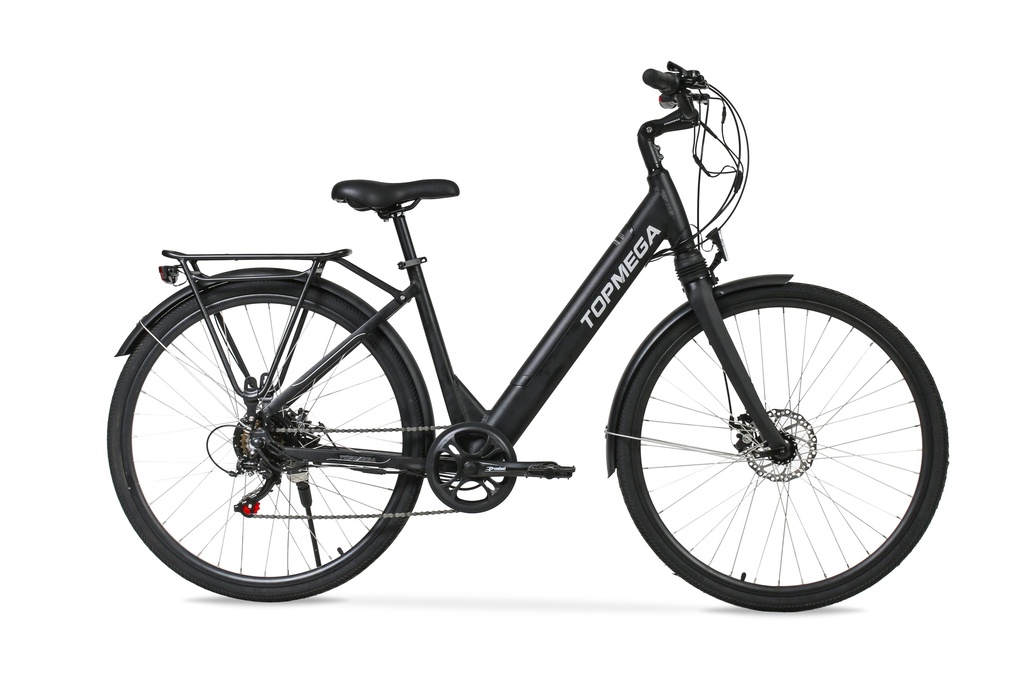 BICICLETA ELECTRICA TOPMEGA PASEO ALUMINIO R700 250W 36V 6VEL NEGRO